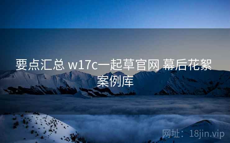 要点汇总 w17c一起草官网 幕后花絮 案例库  第2张